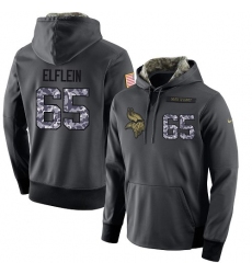 NFL Men's Nike Minnesota Vikings #65 Pat Elflein Stitched Black Anthracite Salute to Service Player Performance Hoodie