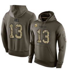 NFL Nike Minnesota Vikings #13 Shaun Hill Green Salute To Service Men's Pullover Hoodie