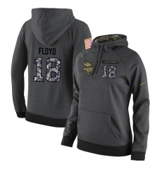 NFL Women's Nike Minnesota Vikings #18 Michael Floyd Stitched Black Anthracite Salute to Service Player Performance Hoodie