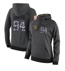 NFL Women's Nike Minnesota Vikings #94 Jaleel Johnson Stitched Black Anthracite Salute to Service Player Performance Hoodie