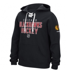 NHL Men's Chicago Blackhawks Reebok Stitch Em Up Lace Hoodie - Black