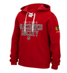 NHL Men's Chicago Blackhawks Reebok Stitch Em Up Lace Hoodie - Red