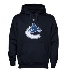 NHL Men's Vancouver Canucks Old Time Hockey Big Logo with Crest Pullover Hoodie - Navy Blue