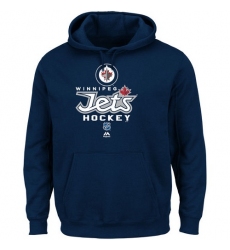 NHL Men's Majestic Winnipeg Jets Critical Victory Pullover Hoodie Sweatshirt - Navy Blue