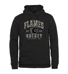 NHL Men's Calgary Flames Black Camo Stack Pullover Hoodie