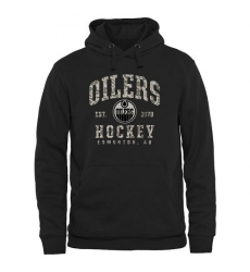 NHL Men's Edmonton Oilers Black Camo Stack Pullover Hoodie