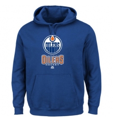 NHL Men's Edmonton Oilers Majestic Critical Victory VIII Fleece Hoodie - Blue