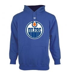 NHL Men's Edmonton Oilers Old Time Hockey Big Logo with Crest Pullover Hoodie - Royal Blue