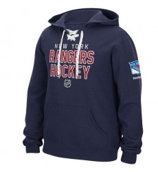 NHL Men's New York Rangers Reebok Stitch Em Up Lace Hoodie - Blue