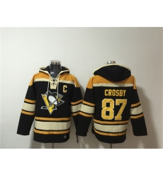Men's Pittsburgh Penguins #87 Sidney Crosby Black Lace-Up Pullover Hoodie