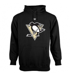 NHL Men's Pittsburgh Penguins Old Time Hockey Big Logo with Crest Pullover Hoodie - Black