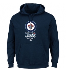 NHL Men's Winnipeg Jets Majestic Critical Victory VIII Fleece Hoodie - Navy