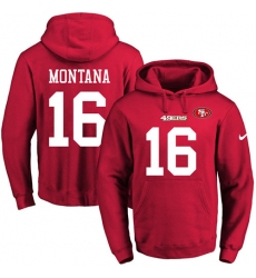 NFL Men's Nike San Francisco 49ers #16 Joe Montana Red Name & Number Pullover Hoodie