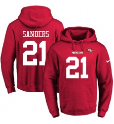 NFL Men's Nike San Francisco 49ers #21 Deion Sanders Red Name & Number Pullover Hoodie