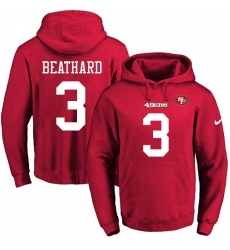 NFL Men's Nike San Francisco 49ers #3 C. J. Beathard Red Name & Number Pullover Hoodie