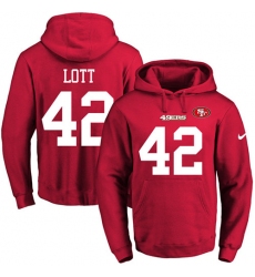 NFL Men's Nike San Francisco 49ers #42 Ronnie Lott Red Name & Number Pullover Hoodie