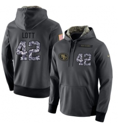 NFL Men's Nike San Francisco 49ers #42 Ronnie Lott Stitched Black Anthracite Salute to Service Player Performance Hoodie