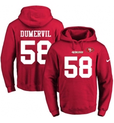 NFL Men's Nike San Francisco 49ers #58 Elvis Dumervil Red Name & Number Pullover Hoodie