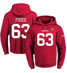 NFL Men's Nike San Francisco 49ers #63 Brandon Fusco Red Name & Number Pullover Hoodie