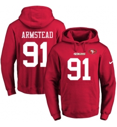 NFL Men's Nike San Francisco 49ers #91 Arik Armstead Red Name & Number Pullover Hoodie