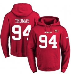 NFL Men's Nike San Francisco 49ers #94 Solomon Thomas Red Name & Number Pullover Hoodie