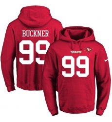 NFL Men's Nike San Francisco 49ers #99 DeForest Buckner Red Name & Number Pullover Hoodie