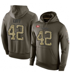 NFL Nike San Francisco 49ers #42 Ronnie Lott Green Salute To Service Men's Pullover Hoodie