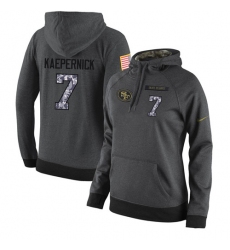 NFL Women's Nike San Francisco 49ers #7 Colin Kaepernick Stitched Black Anthracite Salute to Service Player Performance Hoodie