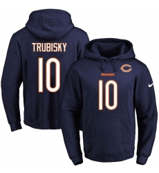 NFL Men's Nike Chicago Bears #10 Mitchell Trubisky Navy Blue Name & Number Pullover Hoodie