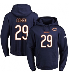 NFL Men's Nike Chicago Bears #29 Tarik Cohen Navy Blue Name & Number Pullover Hoodie