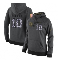 NFL Women's Nike Chicago Bears #10 Mitchell Trubisky Stitched Black Anthracite Salute to Service Player Performance Hoodie