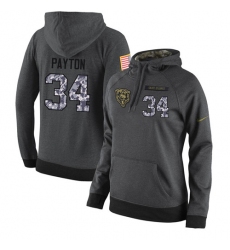 NFL Women's Nike Chicago Bears #34 Walter Payton Stitched Black Anthracite Salute to Service Player Performance Hoodie