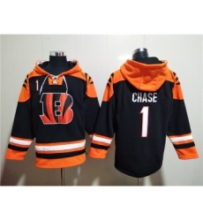Men's Cincinnati Bengals #1 Ja'Marr Chase Orange Black Ageless Must-Have Lace-Up Pullover Hoodie