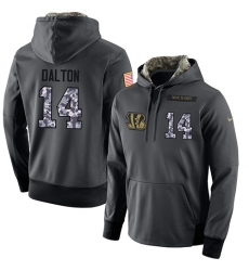 NFL Men's Nike Cincinnati Bengals #14 Andy Dalton Stitched Black Anthracite Salute to Service Player Performance Hoodie