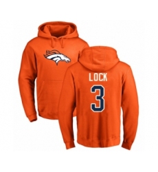 Football Denver Broncos #3 Drew Lock Orange Name & Number Logo Pullover Hoodie