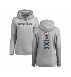 Football Women's Denver Broncos #3 Drew Lock Ash Backer Pullover Hoodie