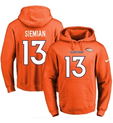 NFL Men's Nike Denver Broncos #13 Trevor Siemian Orange Name & Number Pullover Hoodie