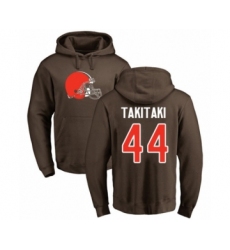 Football Cleveland Browns #44 Sione Takitaki Brown Name & Number Logo Pullover Hoodie