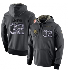 NFL Men's Nike Cleveland Browns #32 Jim Brown Stitched Black Anthracite Salute to Service Player Performance Hoodie