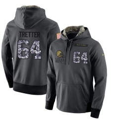 NFL Men's Nike Cleveland Browns #64 JC Tretter Stitched Black Anthracite Salute to Service Player Performance Hoodie