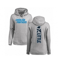 Football Women's Carolina Panthers #74 Greg Little Ash Backer Pullover Hoodie