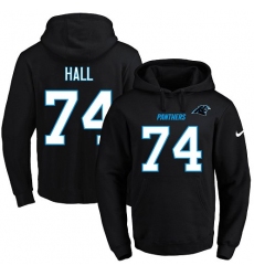 NFL Men's Nike Carolina Panthers #74 Daeshon Hall Black Name & Number Pullover Hoodie