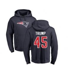 Football New England Patriots #45 Donald Trump Navy Blue Name & Number Logo Pullover Hoodie