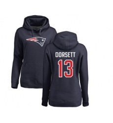 Football Women's New England Patriots #13 Phillip Dorsett Navy Blue Name & Number Logo Pullover Hoodie