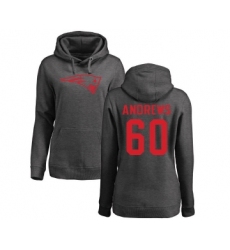 Football Women's New England Patriots #60 David Andrews Ash One Color Pullover Hoodie