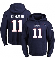 NFL Men's Nike New England Patriots #11 Julian Edelman Navy Blue Name & Number Pullover Hoodie