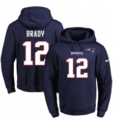 NFL Men's Nike New England Patriots #12 Tom Brady Navy Blue Name & Number Pullover Hoodie