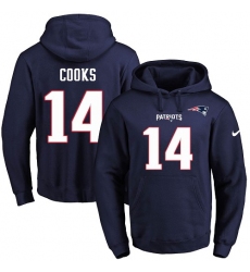 NFL Men's Nike New England Patriots #14 Brandin Cooks Navy Blue Name & Number Pullover Hoodie