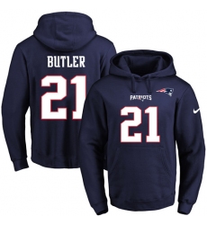 NFL Men's Nike New England Patriots #21 Malcolm Butler Navy Blue Name & Number Pullover Hoodie