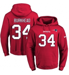 NFL Men's Nike New England Patriots #34 Rex Burkhead Red Name & Number Pullover Hoodie